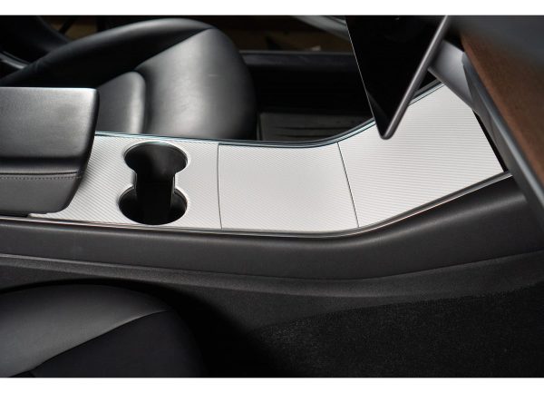 White Carbon Fiber Nikola Pro Tesla Model 3 Center Console Steering Wheel Wrap Kit Bundle 